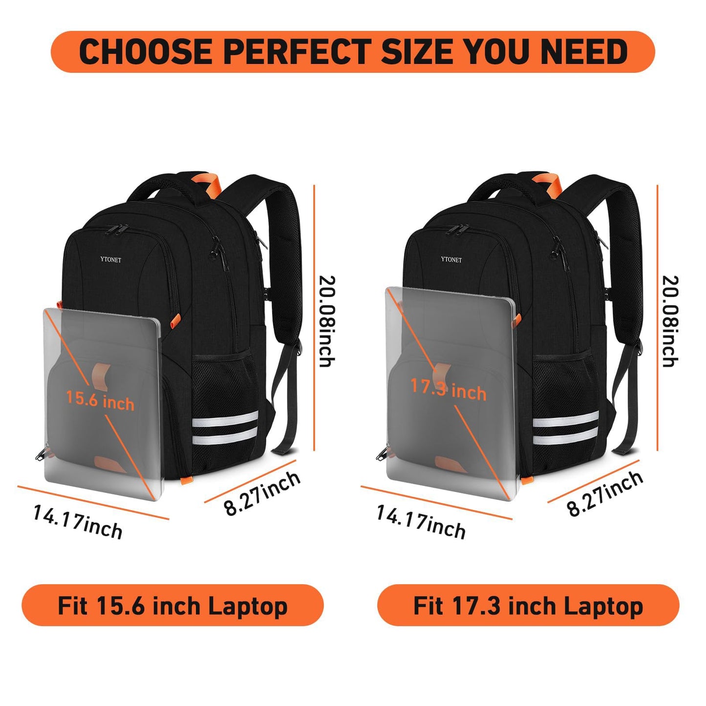 Ytonet Gym Backpack For Men Women, Travel Sports Track Bag With Shoe Compartment, Large Workout Laptop Backpack Water Resistant College Bag Fit 15.6 Inch, Camping, Black