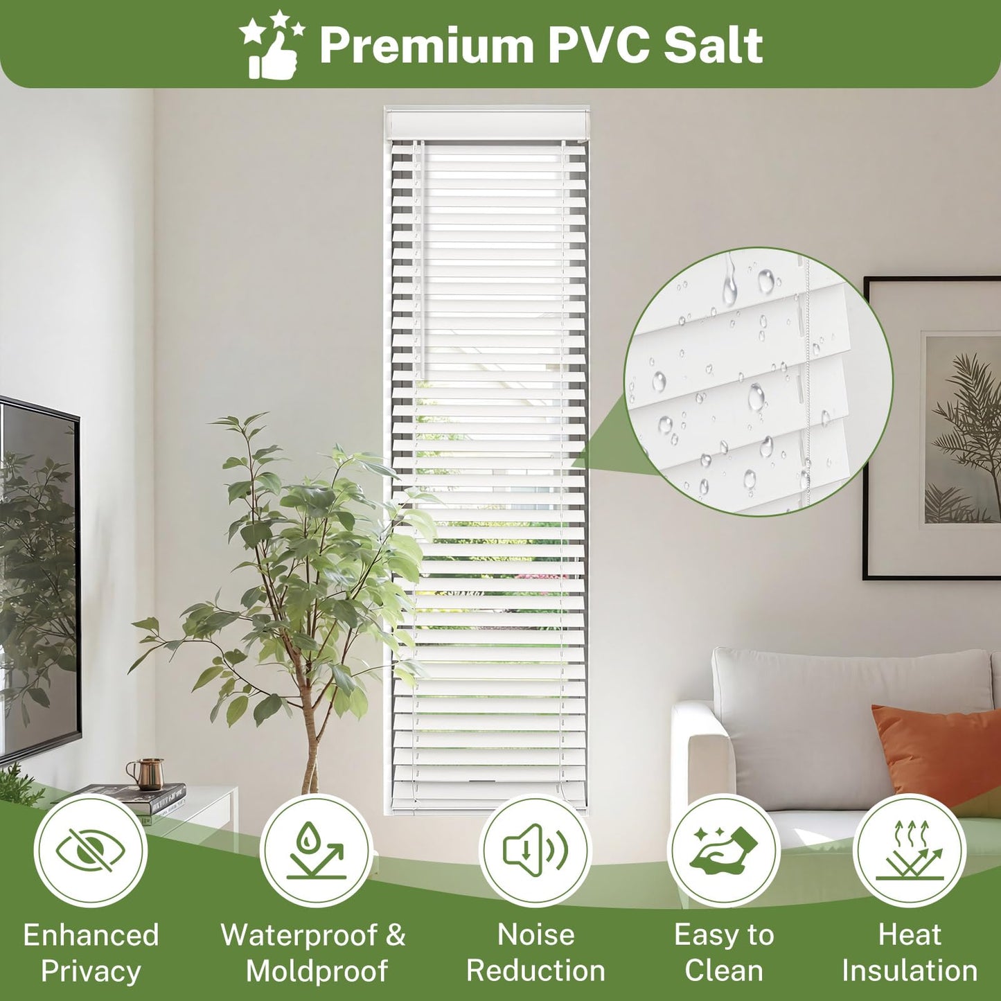 MiLin Cordless Sidelight Door Blinds 10"x 72" Horizontal Window Mini Blinds Faux Wood White Adjustable Tilt Wand Smooth, Privacy, Room Darkening Perfect for Sidelights & Front Door Entries 1 Pack