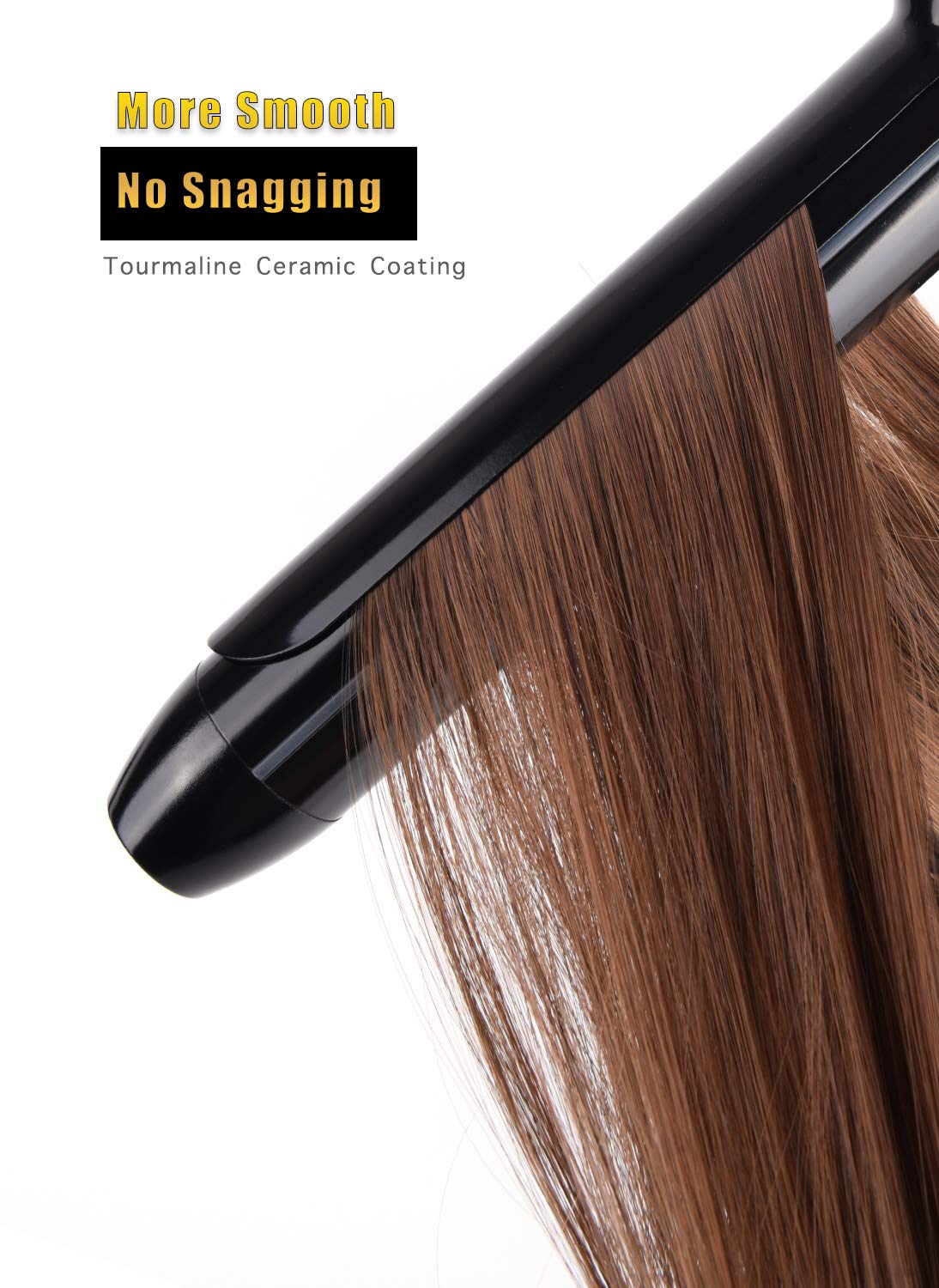 Lanvier 1.25 Inch Clipped Curling Iron with Extra Long Tourmaline Ceramic Barrel, Professional 1 1/4 Inch Hair Curler up to 450°F Dual Voltage for Traveling, Hair Waving Style Tool–Black