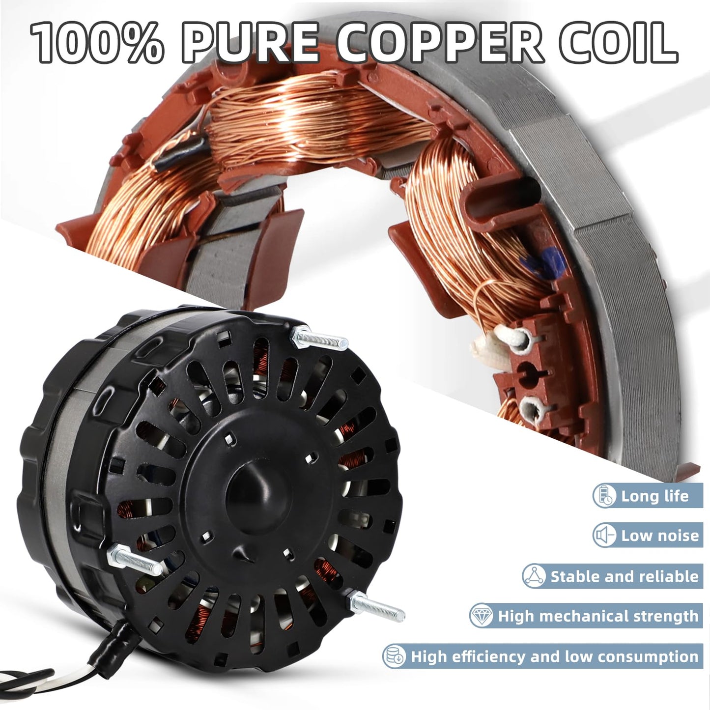 Criditpid F0510B2944, F0510B2497 Power Vent Attic Fan Motor Replacement for Lomanco Lomancool 2000 & 1800 Series. 3.4 Aamps, 120 Volts, 1/10HP, 1100RPM Motor.