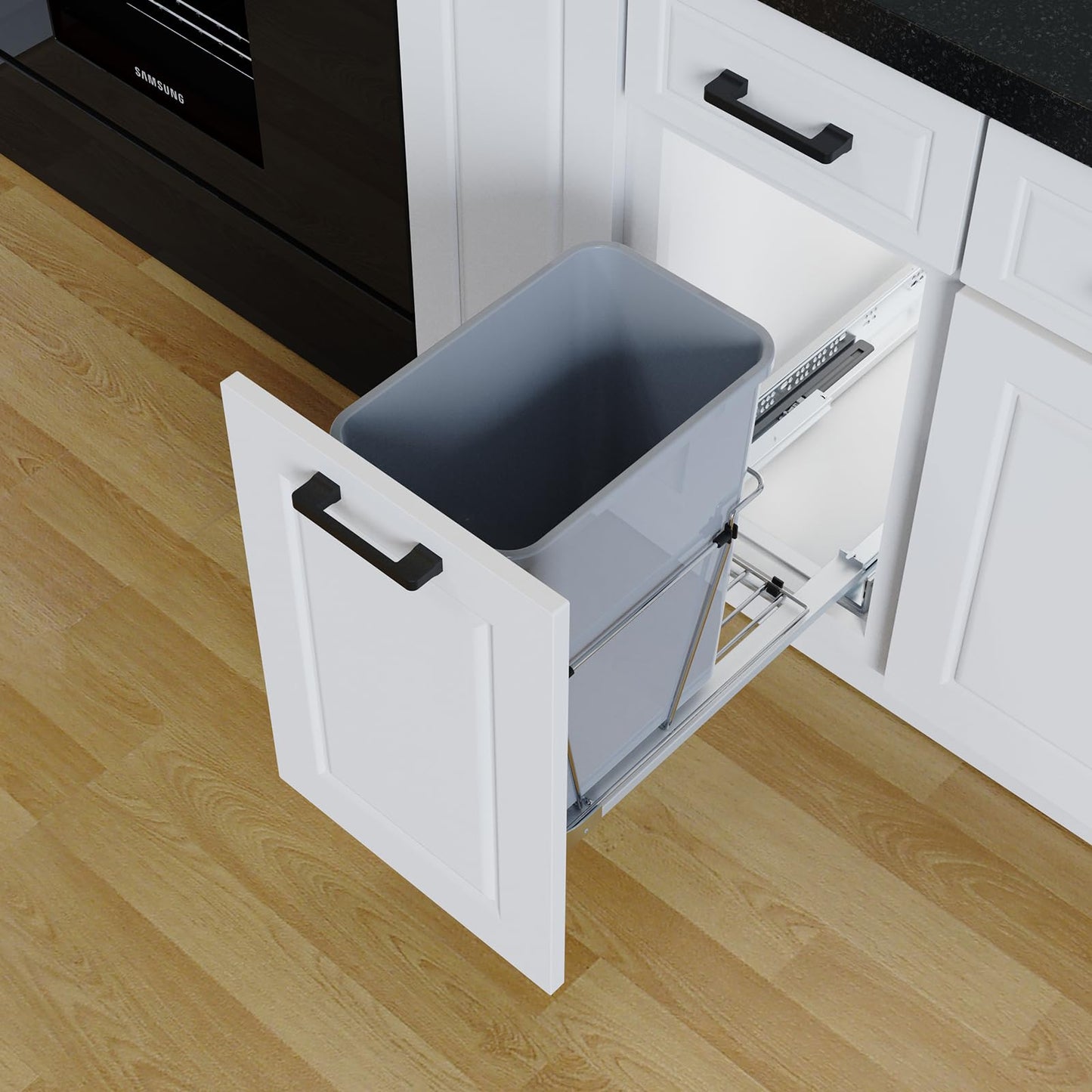 35QT Pull Out Trash Can for Under Sink Storage, Adjustable Sliding Drawer System, Doesn't Include Door Fittings (35 qt)