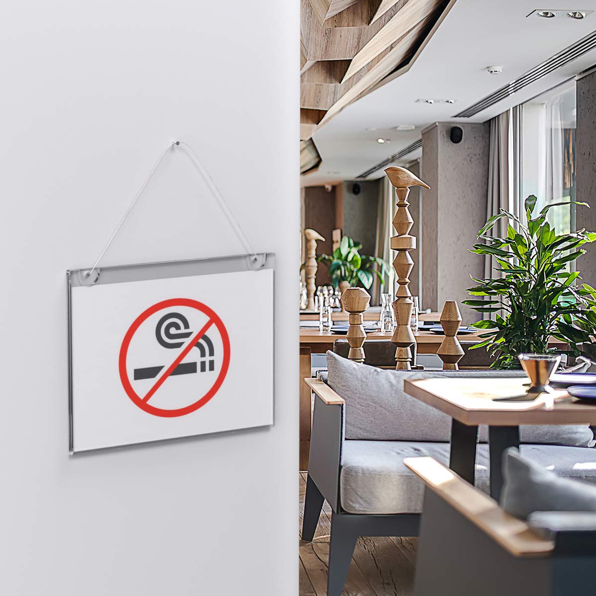 HIIMIEI Acrylic Wall Mount Sign Holder 8.5 x 11 Horizontal 12 Pack, Clear Paper Document Holder, Wall Mount Ad Frame with 3m Tape Adhesives & Screws for Office, Home, Store, Restaurant