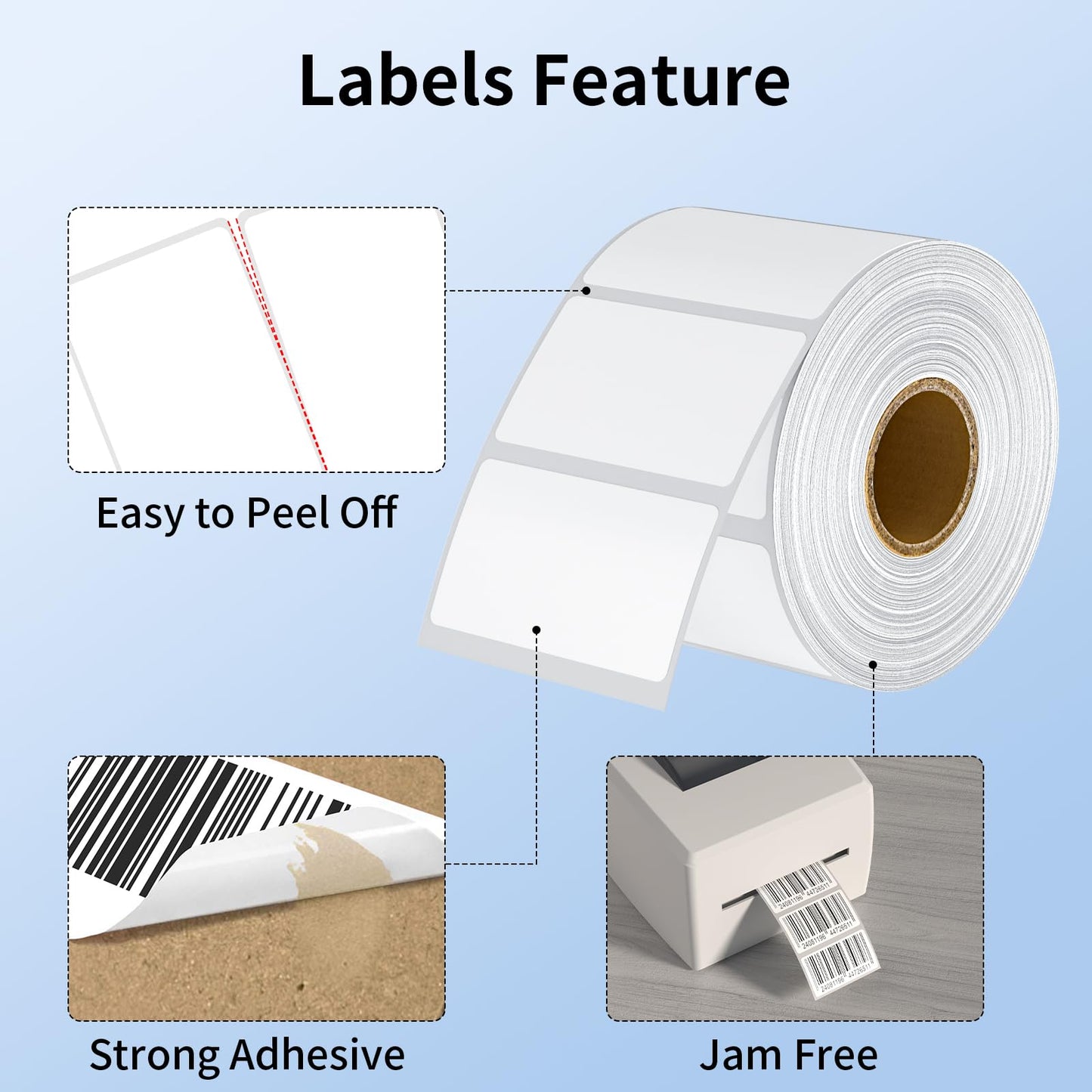 2.25" x 1.25" 12000 Labels Direct Thermal Labels, Self-Adhesive Barcode & Multipurpose Labels Compatible with Zebra & Rollo Label Printer, Barcode Address Shipping Labels,12 Rolls