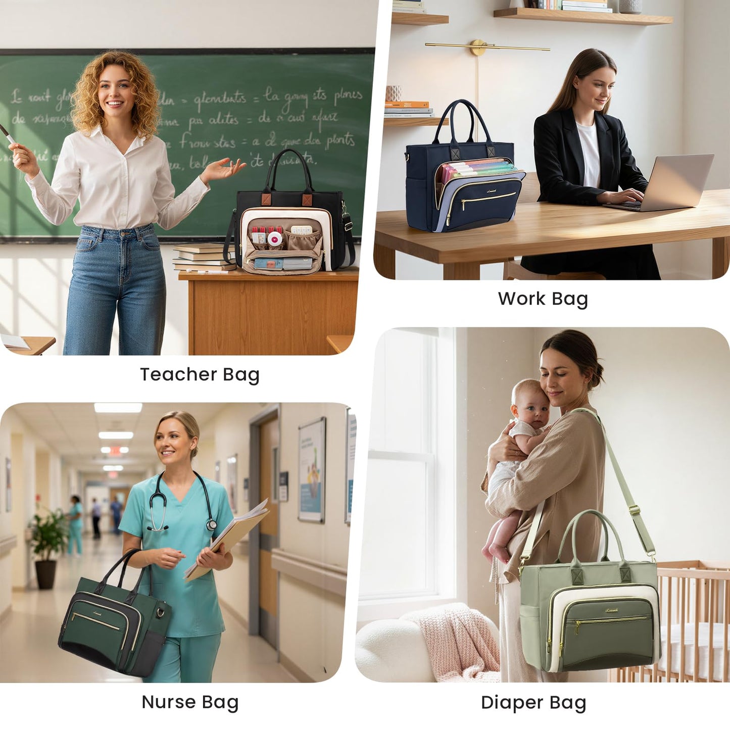 LOVEVOOK Teacher Tote Bag for Women,Laptop bag with Large Cup Holder,Work bag with Accordion File Organizer Pocket,Multi-Pockets Professional Nurse Bag,Handbag Purse for Work,College,Daily