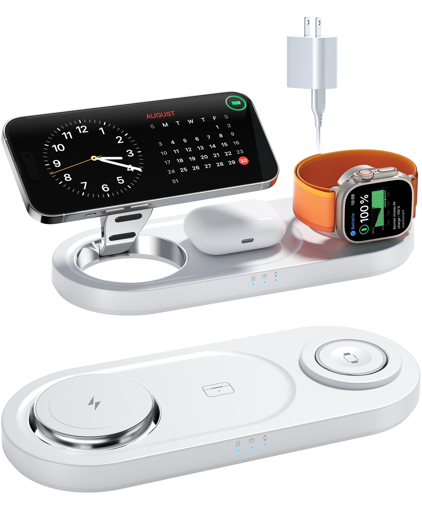 Upgraded 3 in 1 Wireless Charging Station for Apple Devices, Faster Mag-Safe Charger Stand, Magnetic Charger Station for iPhone 17/16/15/14/13/12 Series & AirPods Pro & Apple Watch Series (White)