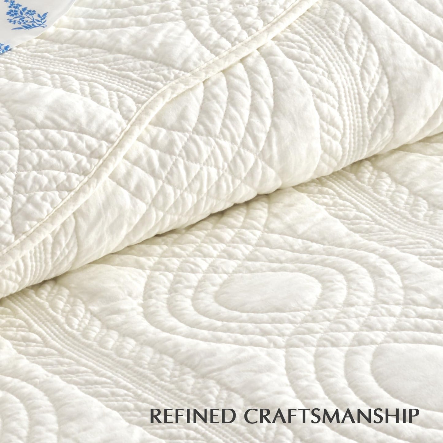 EVERGRACE 100% Cotton Scallop Quilt Set, Queen Size 3 Piece Set – Lightweight Bedspread with 2 Shams, Soft Prewashed Coverlet for Cozy and Elegant Bedding, Ivory Cream