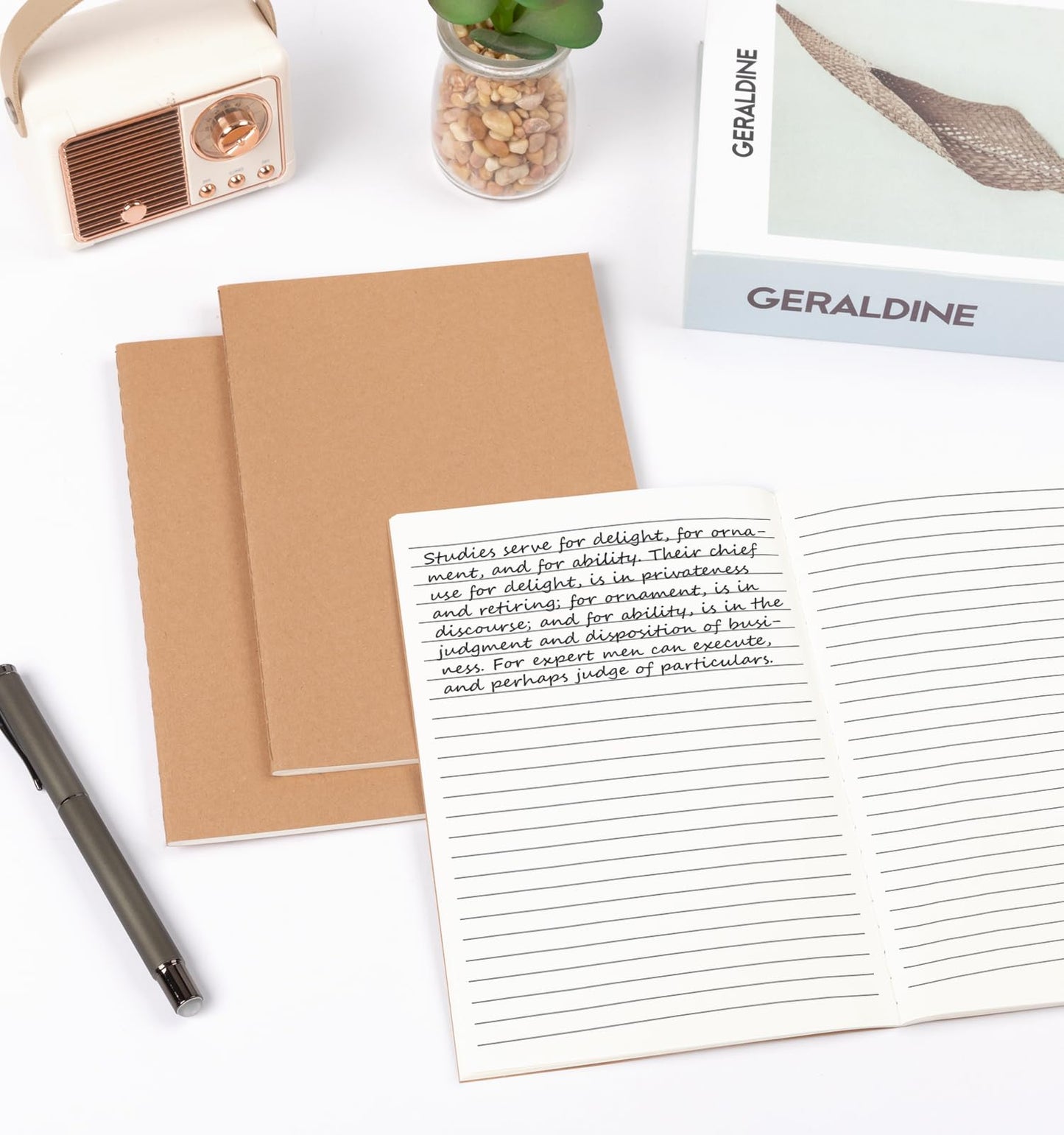 ALKALO 100 Pack A5 Ruled Lined Kraft Notebooks Bulk, Journaling Notebooks, Soft Cover Composition Notebook, 8.3x5.5 Inches 60 Pages Travel Journal Notebooks Set for Work, School, Writing