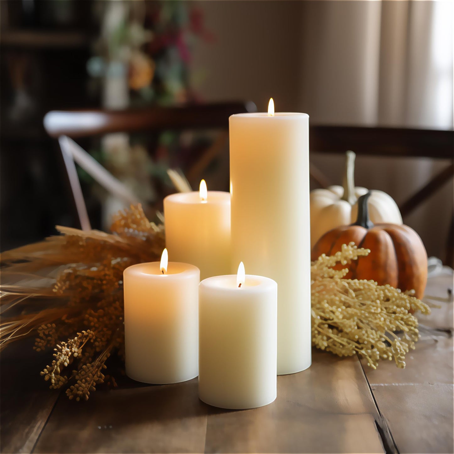 MOSROAD Set of 12 Ivory Pillar Candles - 2.8x6 inch Hand-Poured Large Pillar Candle | 75 Hours Burn Time | Unscented Candles | Dripless and Smokeless | Perfect for Wedding, Parties, Spas, Home Decor