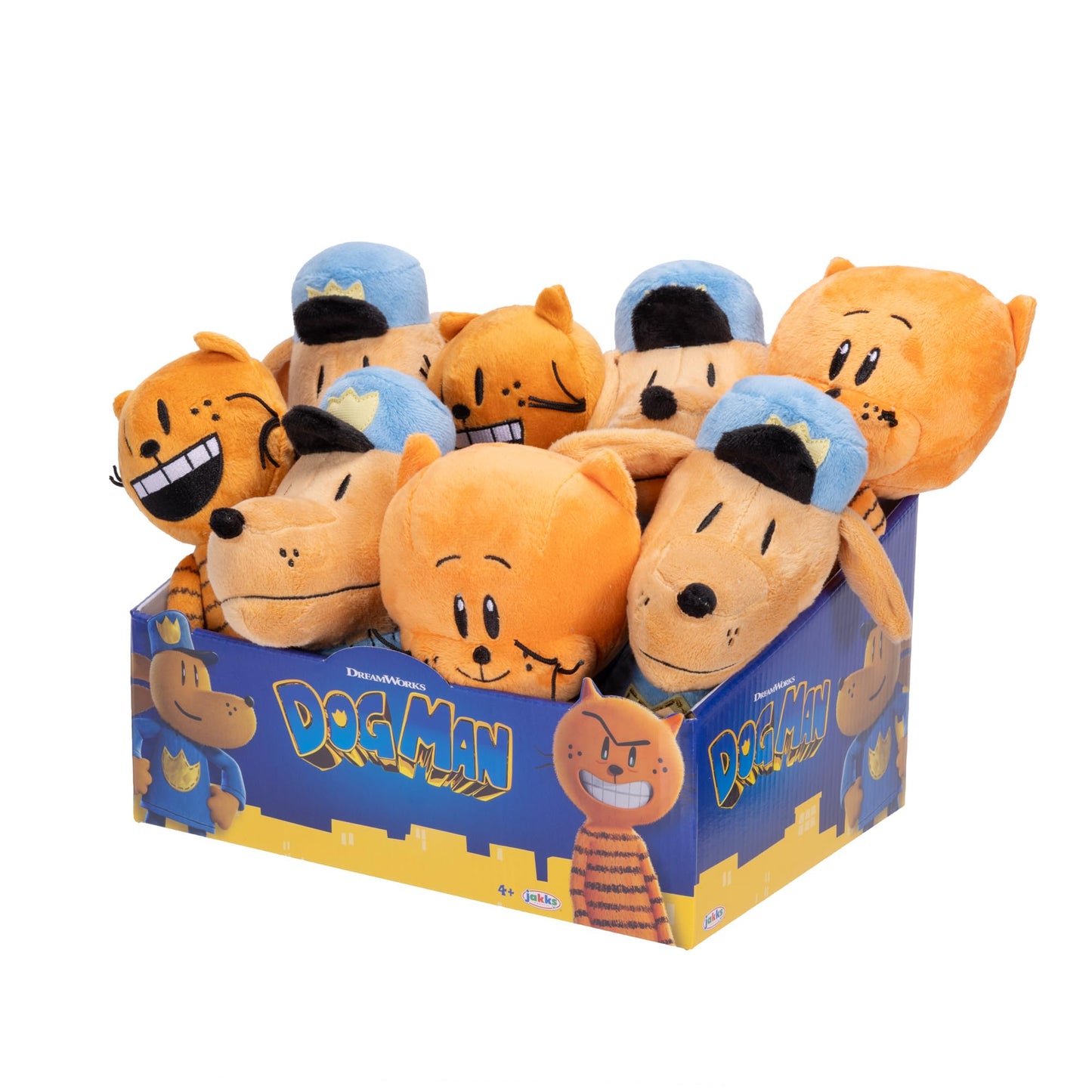 Dog Man Movie Plush in PDQ of 8 Plushies, Includes (4) Dog Man, (2) Petey, and (2) Little Petey - Officially Licensed by JAKKS Pacific