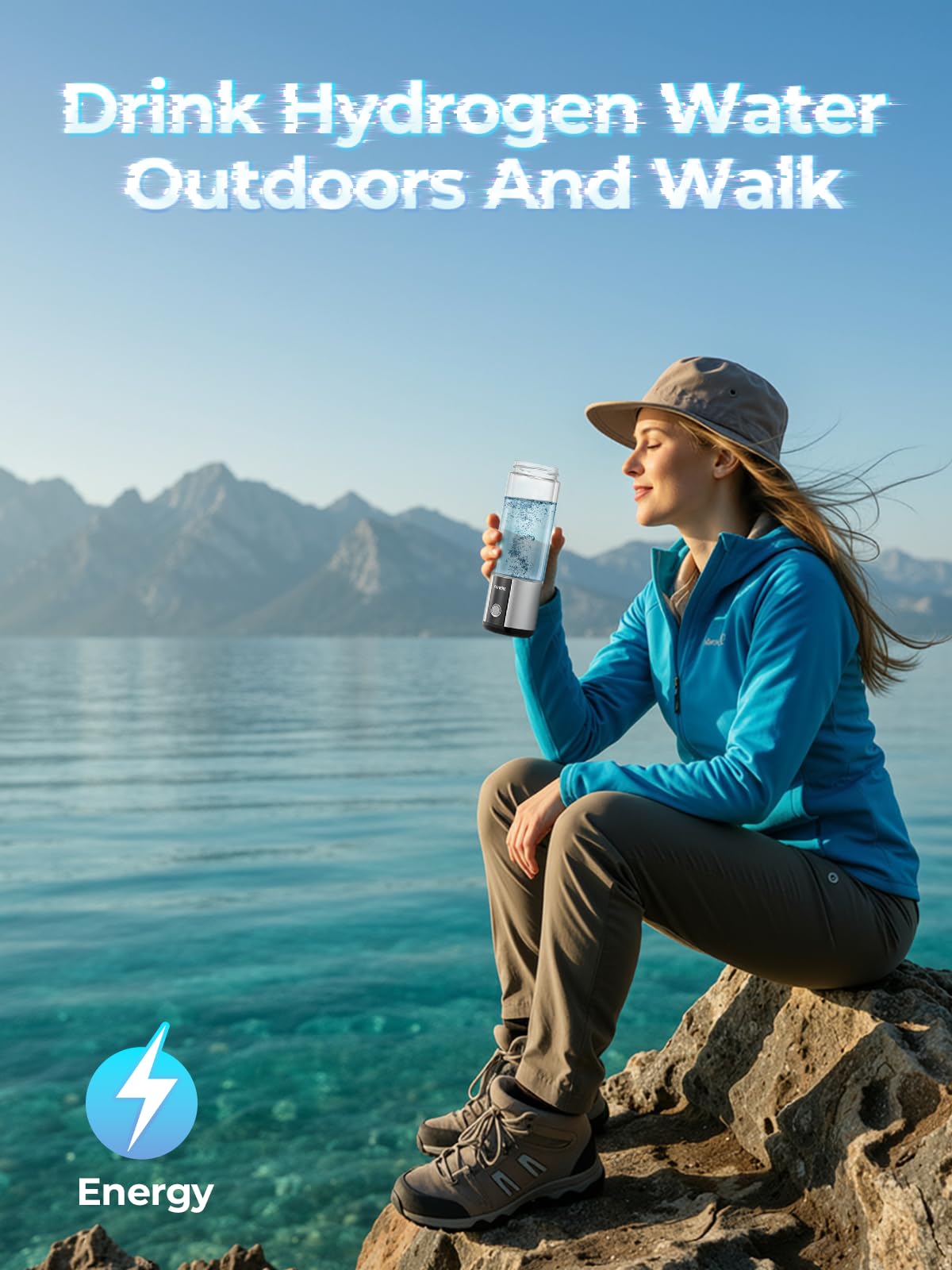 Hydrogen Water Bottle Generator 【Hang & Go Portable】| Hydroh Hydrogen Water Bottle with SPE/PEM Technology, Leak-Proof Seal, Water Ionizer Machine for Home, Hike, Sports, Travel, Office