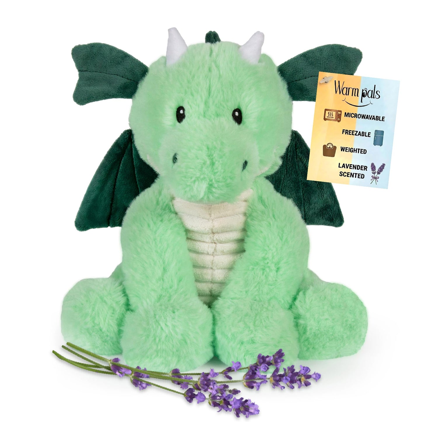Daniel Dragon - Microwavable & Weighted Plush Stuffed Animal - Heated Plushie for Warmth - Cute, Soft, Cozy Toy for Adults & Children (Boys, Girls, & Toddlers) by Warm Pals