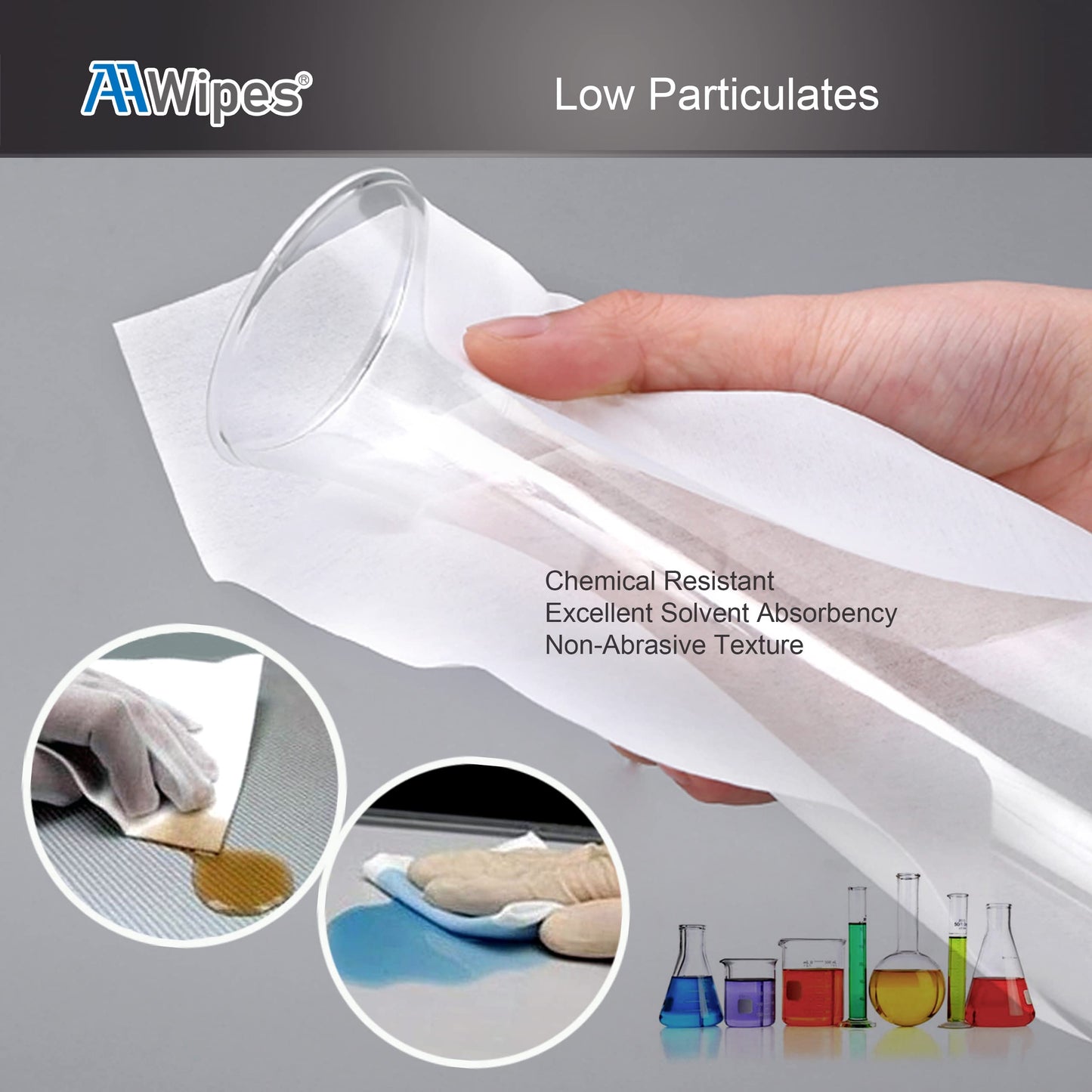 AAwipes Cleanroom Wipes Nonwoven Wipes Cellulose/Polyester Blend (Grade A, 68 Gram,Bag of 600 Pcs) 9" x 9"for Lab, Electronics, Pharmaceutical, Printing and Semiconductor Industries (NW06809-600)