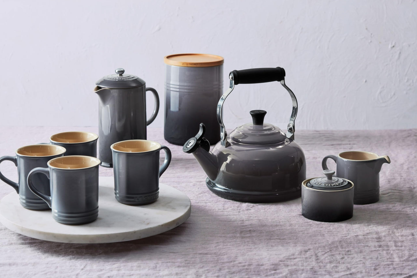 Le Creuset Stoneware Set of 4 Mugs, 14 oz. each, Sea Salt