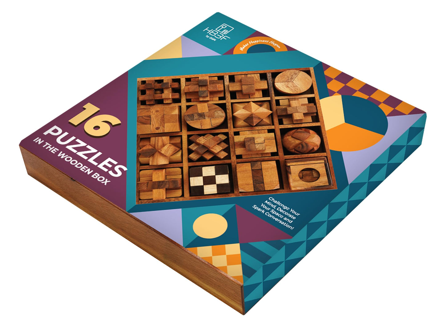 BSIRI 16 in 1 Wooden Brain Teaser Puzzles for Adults and Teens or Kids Interlocking 3D Mini Wood Mind Games Hand Puzzle Teasers Set Toys Coffee Table Games Gift