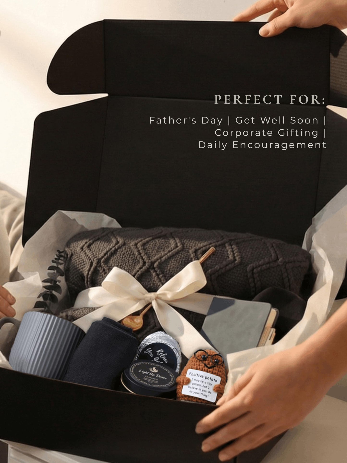CASTATEO Get Well Soon Gift Baskets for Men&Women- Self Care Package/Brithday - After Surgery Recovery, Sympathy Gifts for Loss, Thinking of You/Grief/Bereavement/Miscarriage Gifts (Grey & Navy Blue)