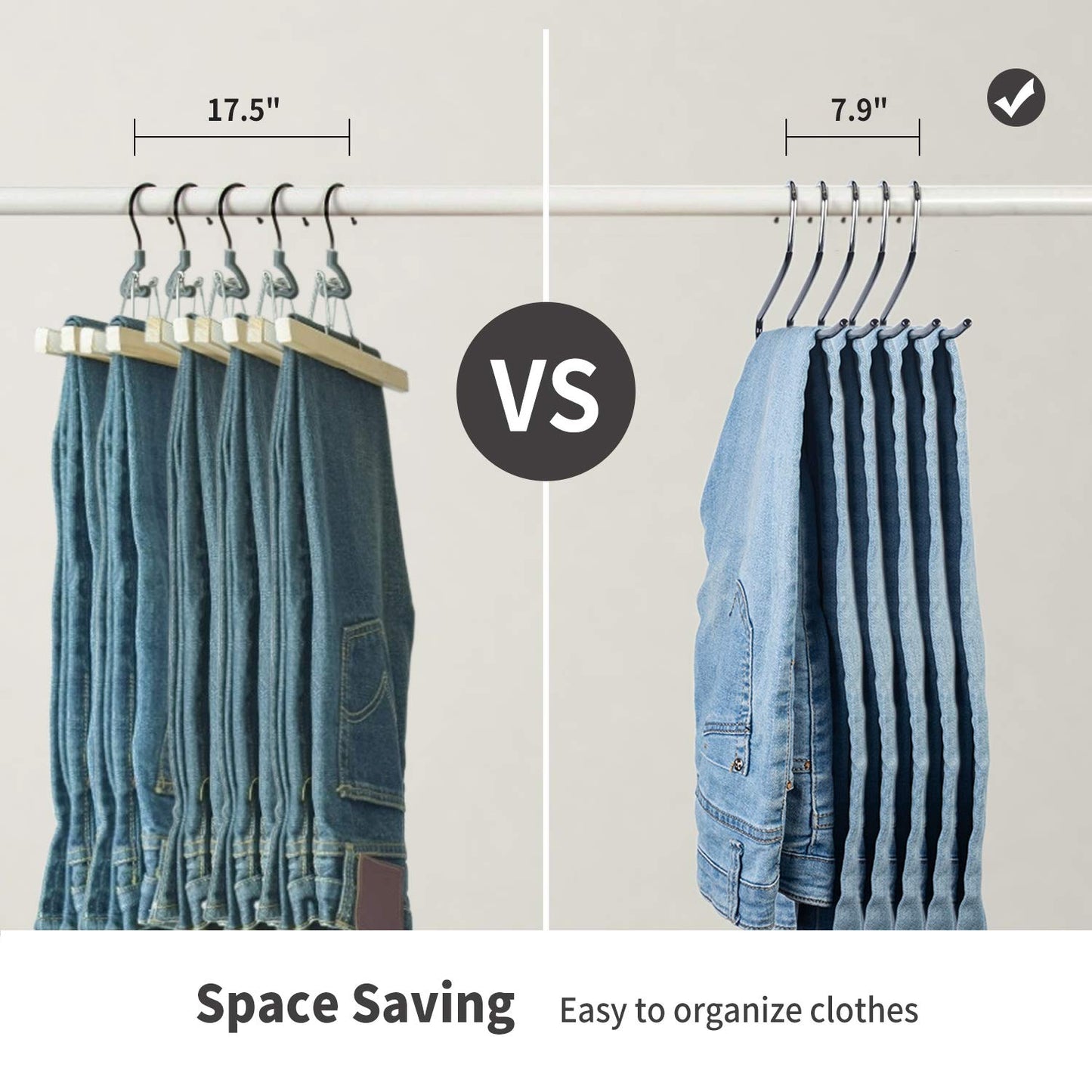 Corodo Metal Pants Hangers Non Slip - 40 Pack Open Ended Jean Hangers - Space Saving Clothes Hanger for Closet, Rubber Coated Short Neck Trouser Hanger