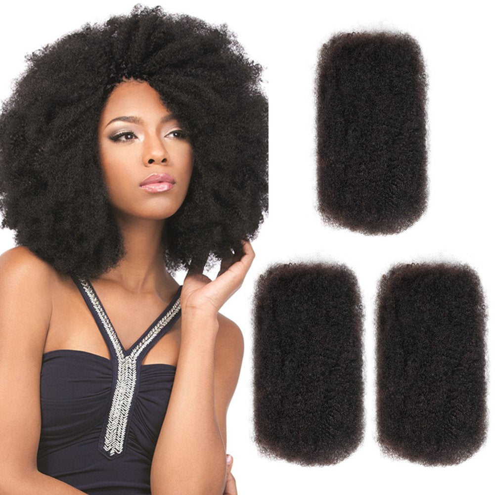 Style Icon 3 Bundles Afro Kinkys Bulk Human Hair (14"/14"/14", Natural Black) - Afro Twist Braiding Hair - Curly Hair Extensions Human Hair - Afro Bulk Braiding Hair for Dreadlocks - Loc Braiding Hair
