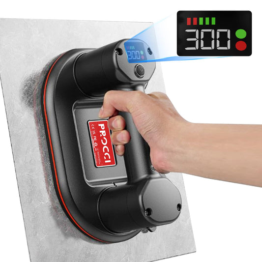 Battery Suction Cup,10 in Diameter, 2 Brushless Motors, 300 KG / 660 lbs Suction Power, LCD Display for Suction Power & Battery Level, 4000 mAh Battery, 10h Runtime