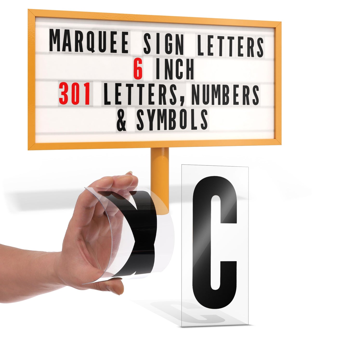 Houseables Sign Letters, Marquee Letters, Marquee Sign, Markee, Plastic, Acrylic, Changeable, for Board, Letterboard, Billboard, Church, Outdoor, 6 Inch Character on 7 in Panel, 301 PC, with Numbers