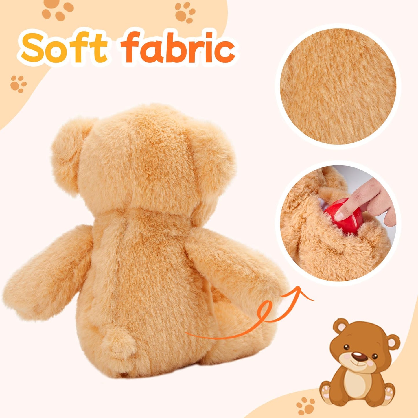 CozyWorld 30.5CM Heartbeat Teddy Bear Voice Recorder Plush Toy Stuffed Animal Soft Fuzzy Doll Gifts Messages Playback for Kids Birthday Children's Day