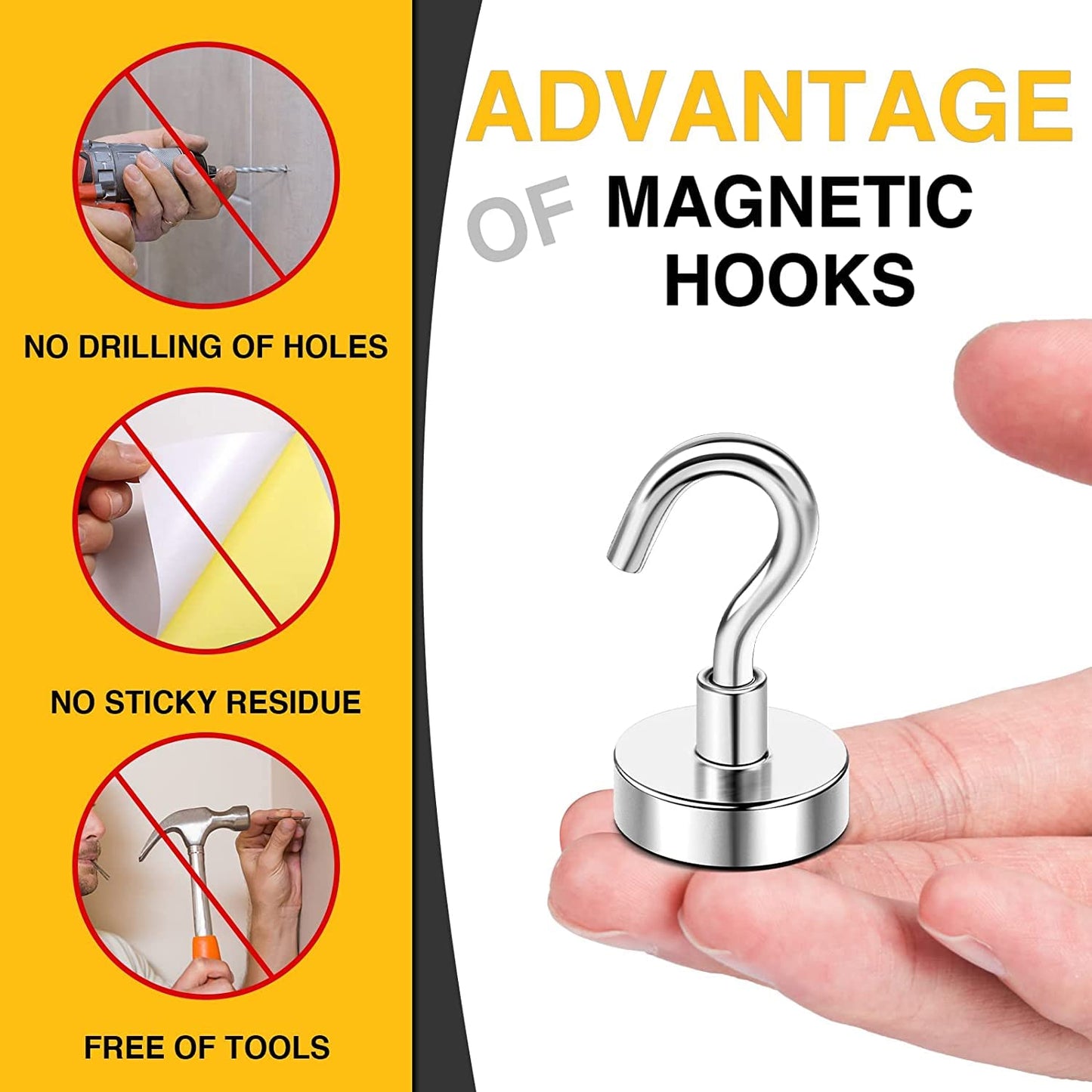 DIYMAG Magnetic Hooks, 30Lbs Strong Heavy Duty Cruise Magnet S-Hooks for Classroom, Fridge, Hanging, Cabins, Grill, Kitchen, Garage, Workplace and Office etc, (200 Pack-Silver),Screw in Hooks