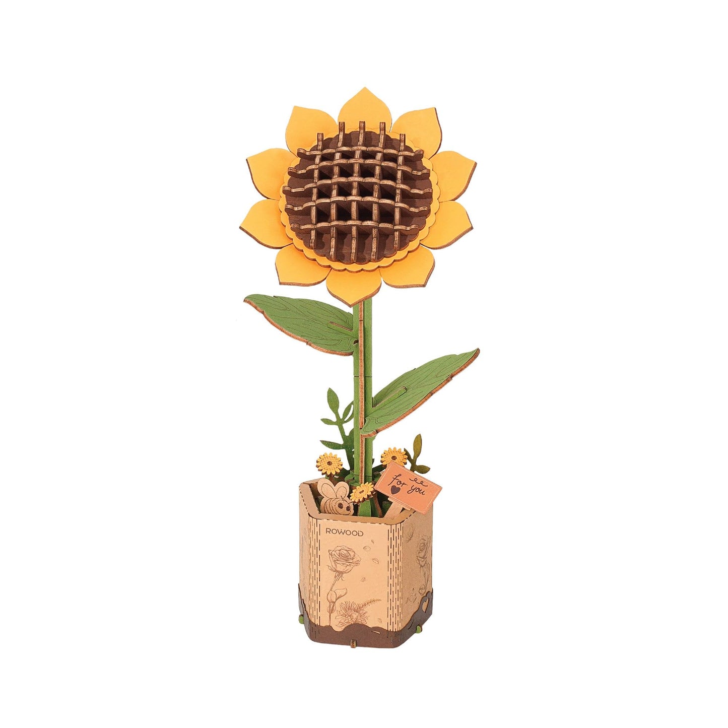 Hands Craft 3D Wooden Puzzle Craft Set – Botanical Garden Collection, DIY Building Kit with 3D Flower Puzzles - Sunflower, Lilac, Rose, Camellia. Decorative Wooden Floral Art for Home Decor