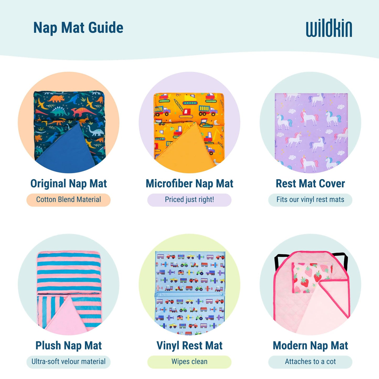 Wildkin Kids Original Nap Mat – Cozy Kids Sleep Mat with Pillow, Ideal for School & Travel - Unicorn