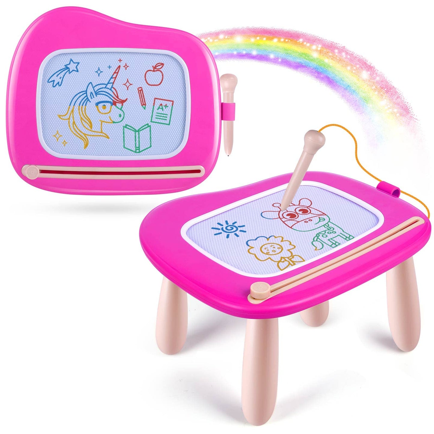 Smasiagon Toddler Toys Age 1-2 Year Old Boys Girls, Magnetic Drawing Pad Doodle Board Educational Learning Toys for 1 2 3 Year Old Boys Girls Gifts Birthday Christmas Gifts (Pink)