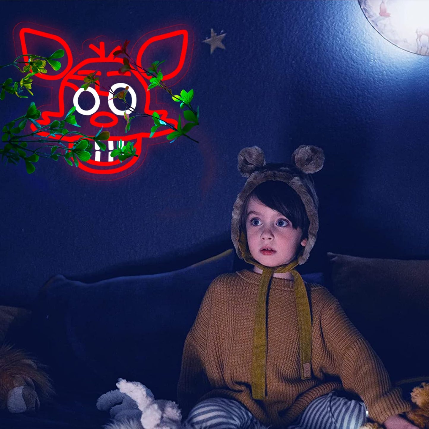 Fnaf Fox Neon Sign for Wall Decor，Five Nights LED Neon Lights for Gameroom，Birthday、Christmas Gifts for kids