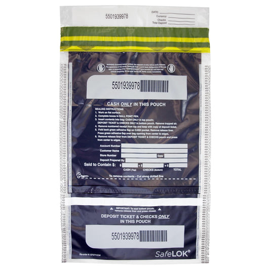 ControlTek SafeLok Deposit Bags, 10" x 15", Clear, Vertical, 100 Bags