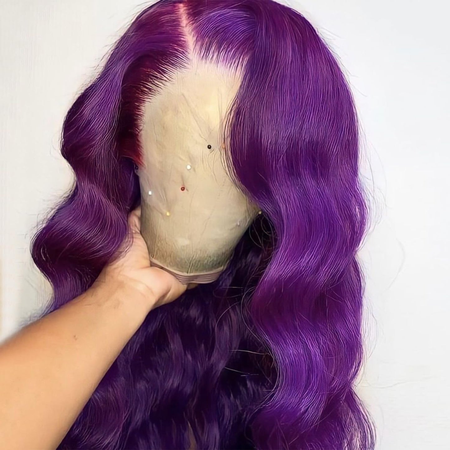 Missyvan Purple Body Wave 13x4 Lace Frontal Wigs HD Lace Front Wigs Glueless Pre Plucked Bluish Violet Glueless Wigs 28 Inch Soft Hair Natural Hair Line Baby Hair Heat Resistant