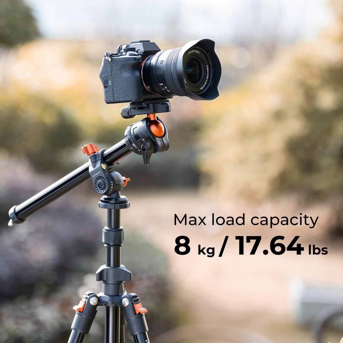 K&F Concept 76 inch Camera Tripod with Rotatable Multi-Angle Center Column,Lightweight Travel Outdoor DSLR Tripods with 360 Degree Ball Head Load Capacity 8kg/17.6lbs, Cellphone Clips for Smartphone