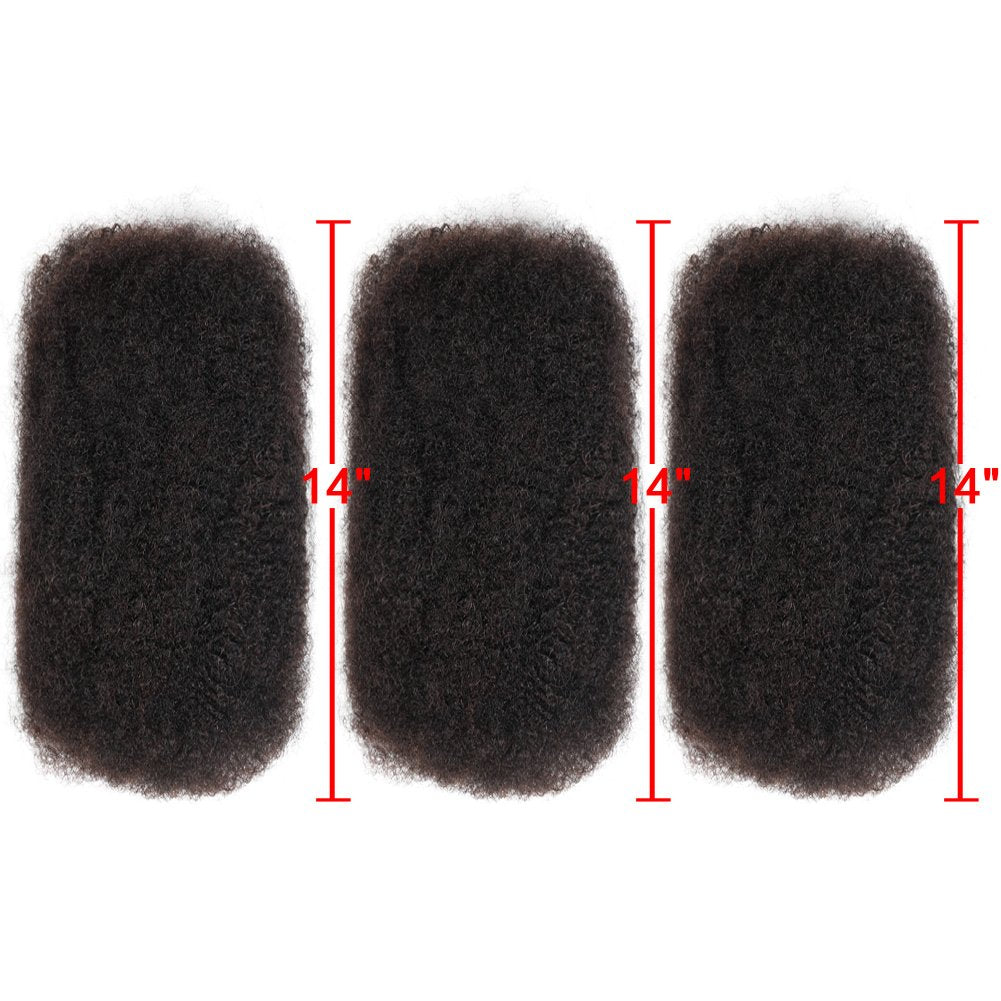 Style Icon 3 Bundles Afro Kinkys Bulk Human Hair (14"/14"/14", Natural Black) - Afro Twist Braiding Hair - Curly Hair Extensions Human Hair - Afro Bulk Braiding Hair for Dreadlocks - Loc Braiding Hair