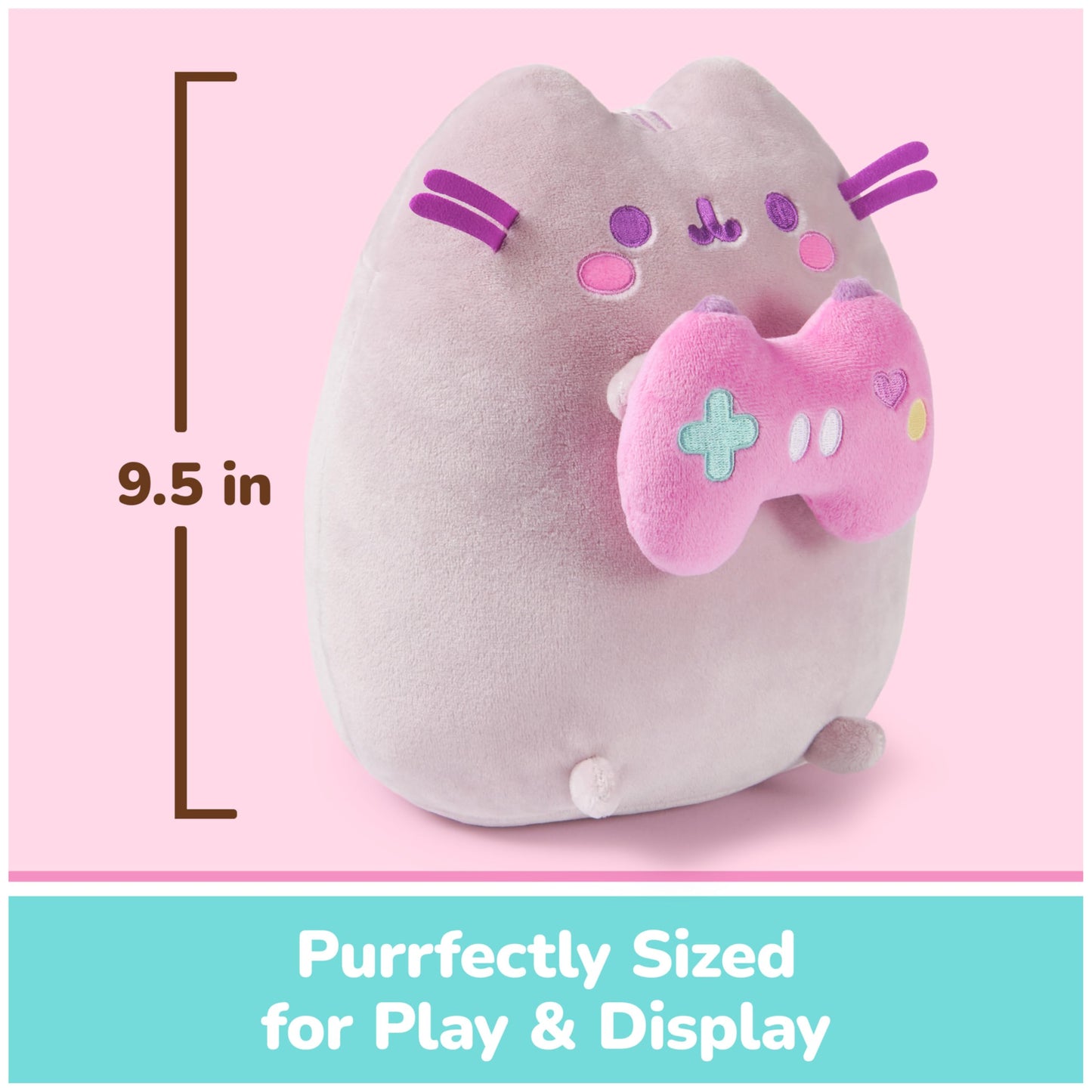 GUND Pusheen Gamer Plush, Squishy Toy, Collectible Plush Toy, Gaming Decor, Stuffed Animal for Ages 8 and Up, Gray, 9.5”