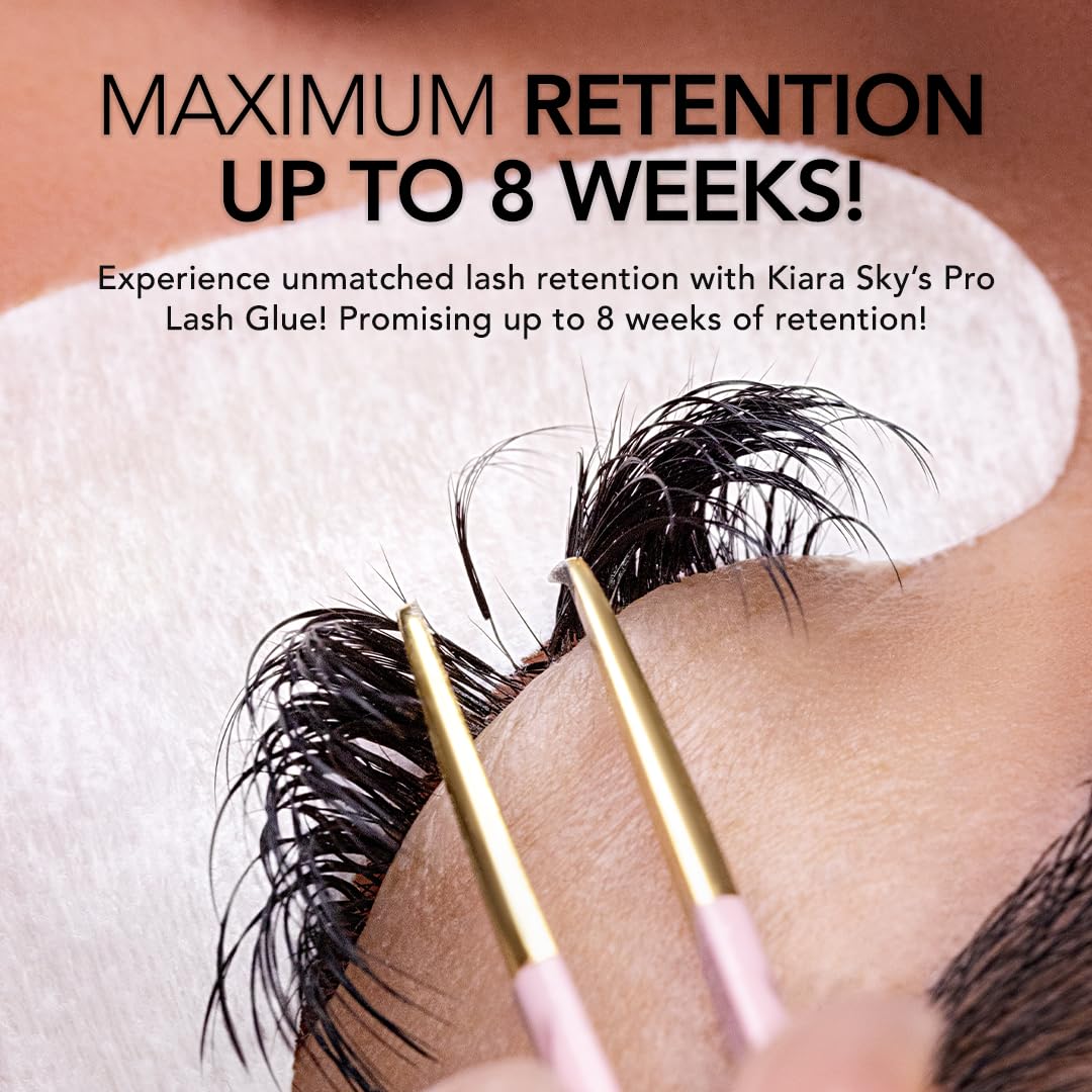 KIARA SKY Professional Lash Pro Glue | Extra Strong | 0-1s Dry Time | 8 Weeks Retention | Semi-Permanent | Maximum Hold | Black 0.17 Fl Oz