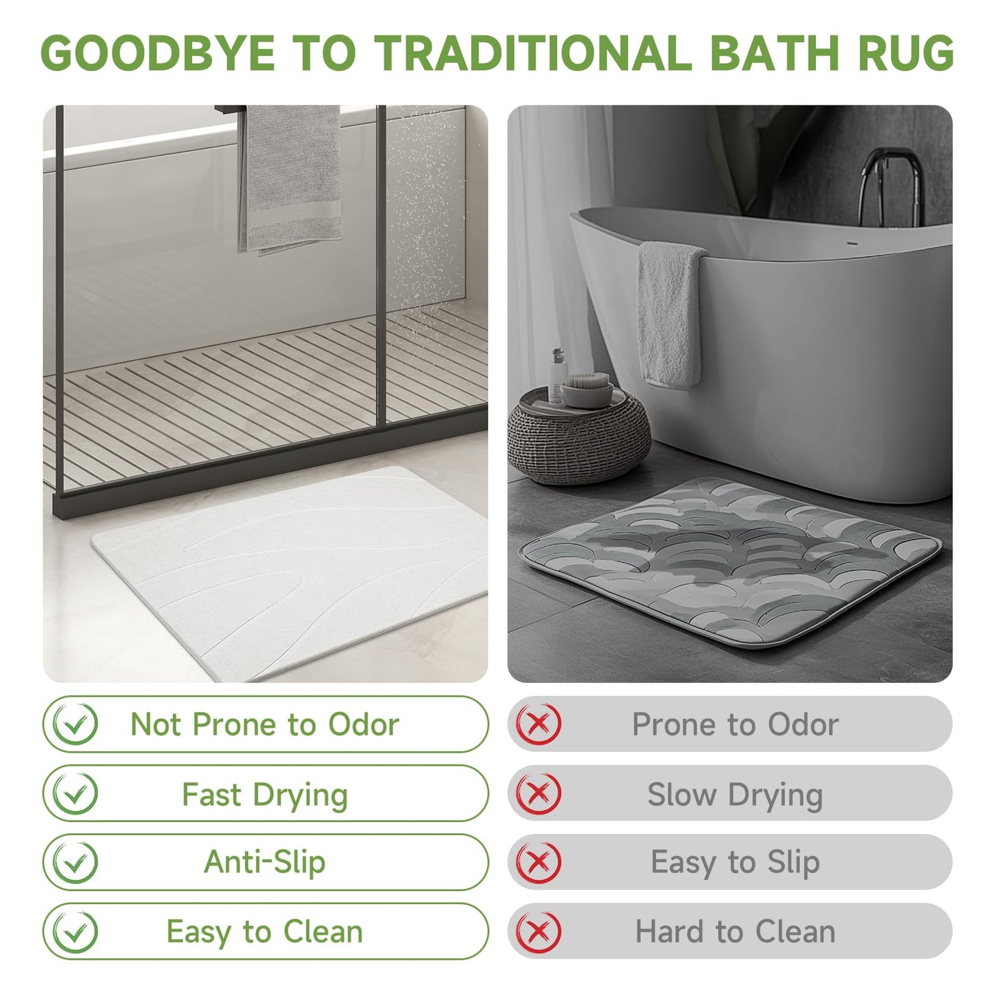 Liyarya Extra Large Stone Bath Mat, 31.5 x 19.7 White Diatomaceous Earth Stone Shower Mat for Bathroom, Large Absorbent Bath Mats, Non-Slip Bathroom Floor Mat, Quick Dry, Easy to Clean