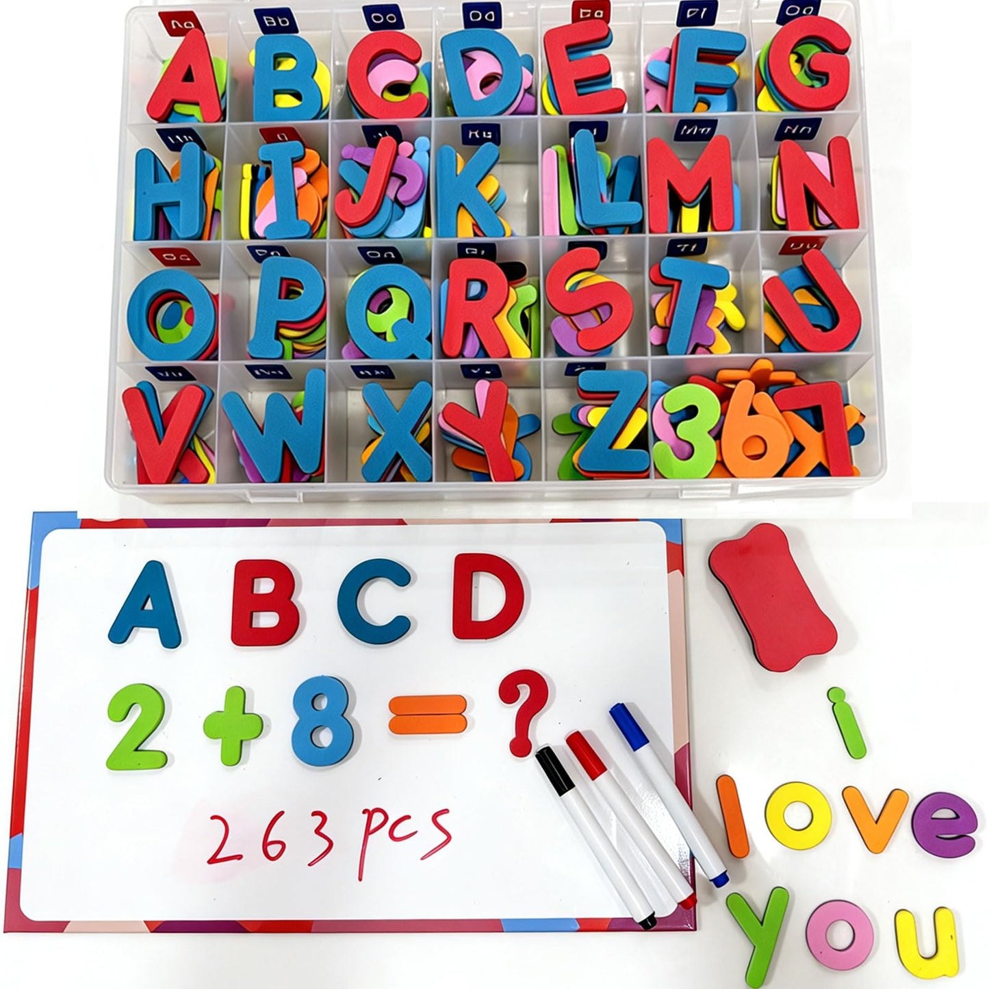 Magnetic Letters and Numbers 238 Pcs, Uppercase Lowercase Foam Alphabet ABC Fridge Magnets for Boys and Girls