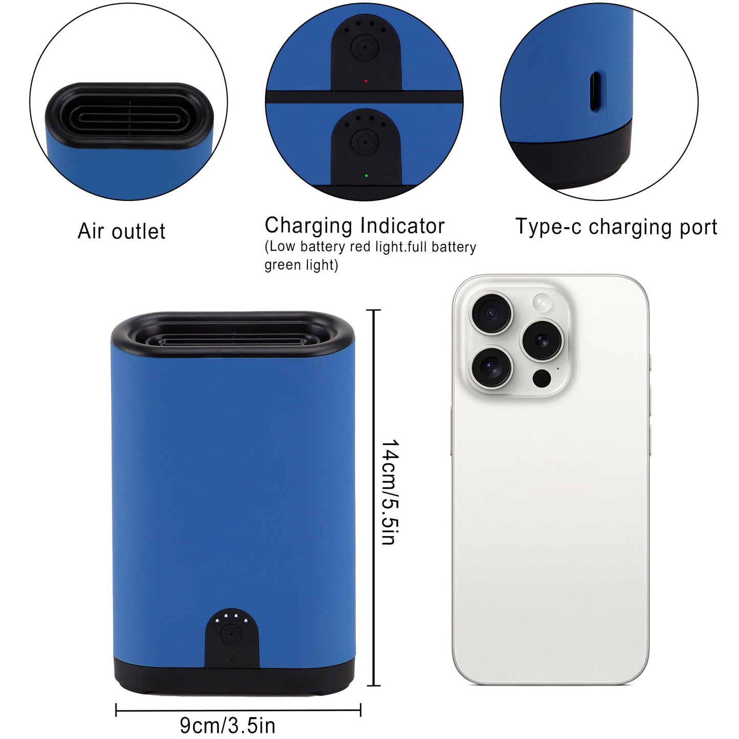 Uni-gifts Portable Ozone Generator Air Purifier – 5000mAh Rechargeable, Battery Operated Ionizer & Odor Eliminator for Home, Car, Bathroom, Kitchen, Pets, Shoes, Smoke & Dust
