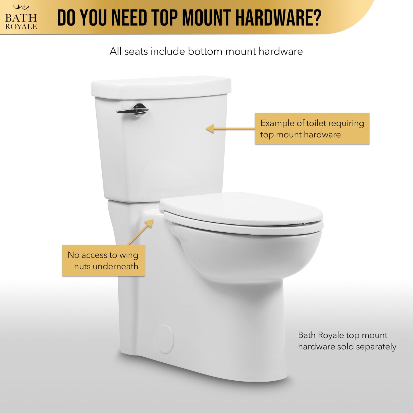Bath Royale Heavy Duty & Soft Close Toilet Seat Elongated BR237-00 Scratch Resistant, Fits All Toilet Brands, MasterSuite Series