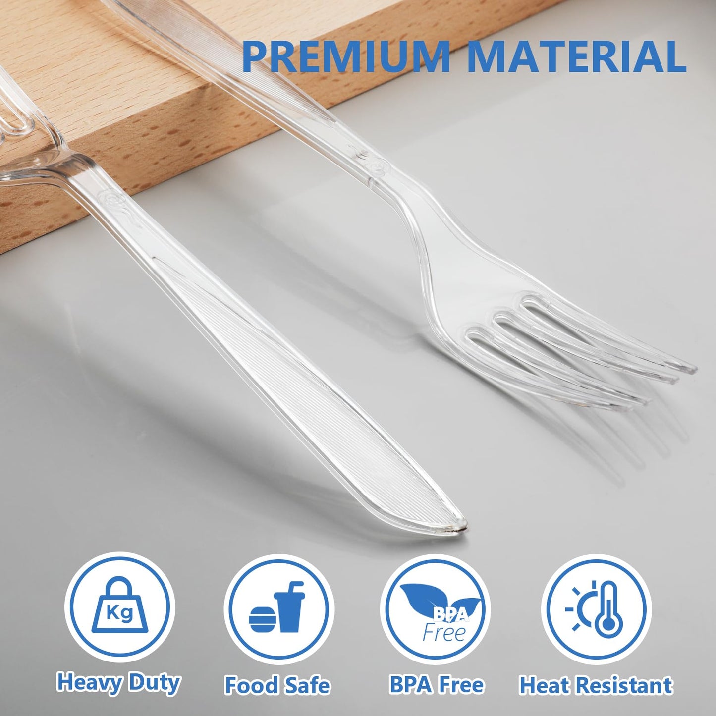 SACATR 1000 Count Heavy Duty Clear Plastic Forks,BPA-Free,Heat Resistant Disposable Plastic Forks Bulk, Solid Durable Premium Cutlery for Parties, Events and Everyday Use