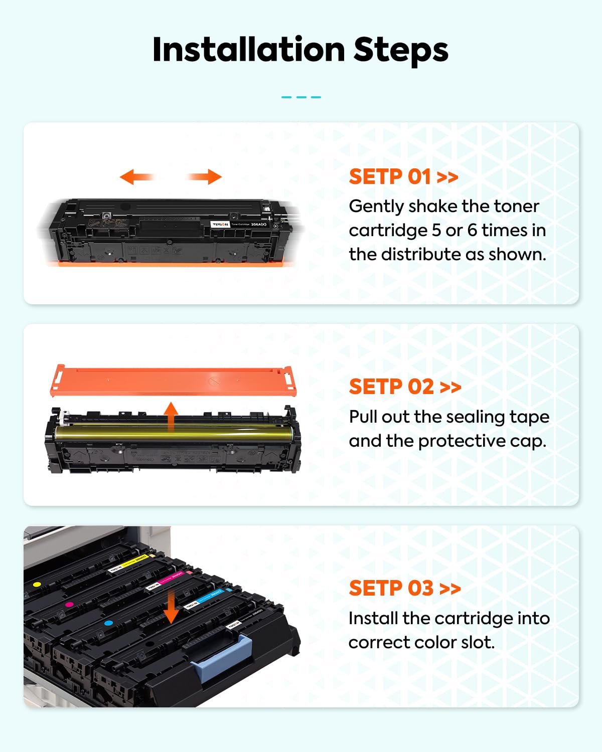206A M283fdw Toner Cartridges 4 Pack with Chip Compatible Replacement for HP 206A Toner Set W2110A W2111A W2112A W2113A for HP Color Pro MFP M283fdw M283cdw M282nw M255dw M255nw M255 M283 Printer Ink