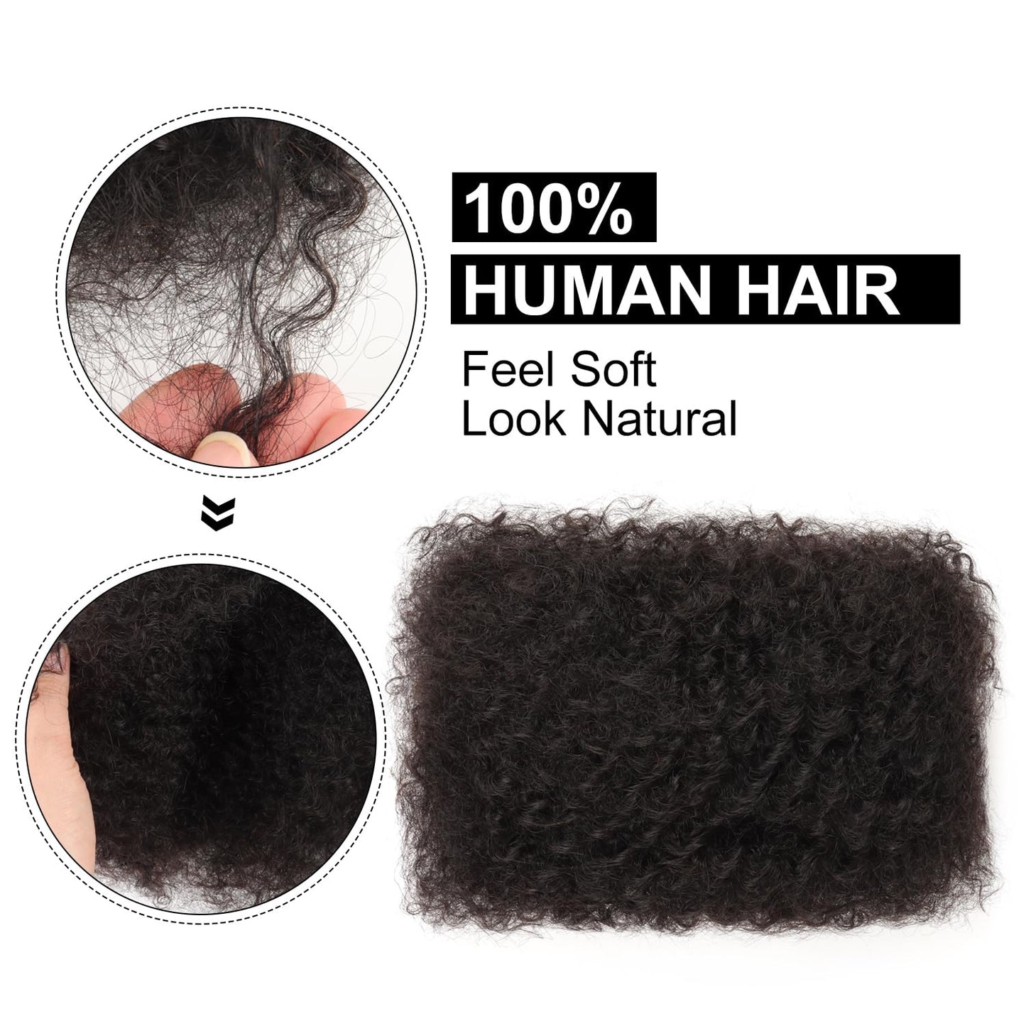 Natural Black Afro Kinky Bulk Human Hair Extension For Braiding Hair Afro Kinky Human Hair Extensions For Dreadlock Twist 30g/bundle 12inch 4 Bundles/Package