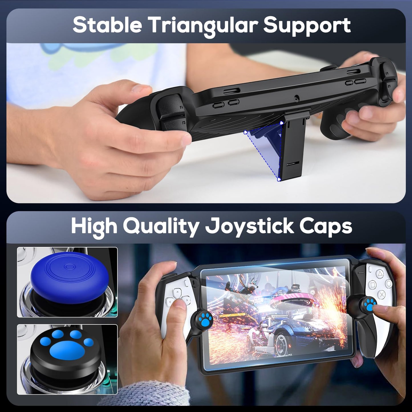 10 in 1 Accessories Kit for Playstation Portal, KOVA Carrying Case & TPU Skin Cover with Kickstand for PS5 Portal Console, Travel Shell with 2* Screen Protector & 4* Thumb Grip for PS Portal Handheld