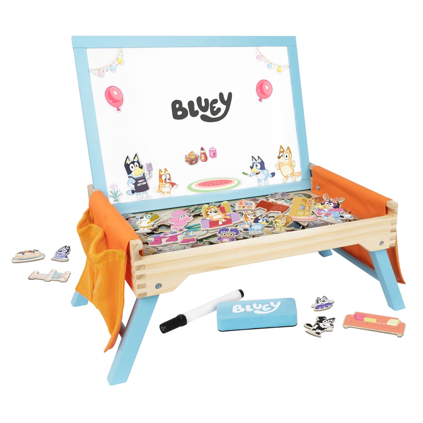 Bluey Creation Station – 100 Piece Wooden Creation Station Ideal for Coloring and Drawing – FSC Certified for Children 3 Years and Up