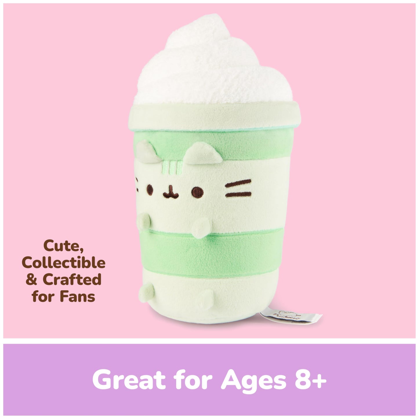 GUND Pusheen Sips Matcha Latte Plush, Matcha Tea, Toy Dessert Food Stuffed Animal for Ages 8 and Up, Green, 9.5”