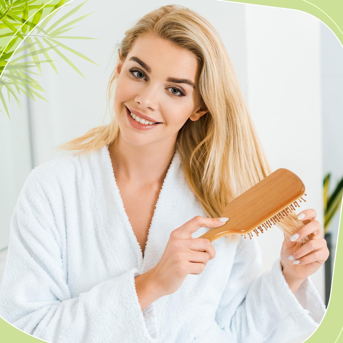 Tessco for you 12 Pcs Bamboo Hair Brushes for Women Bulk Wooden Paddle Brush Scalp Massage Bamboo Bristles Anti Static Men Engraving DIY Gift for Mother's Day Wedding(White,9.65'' X 3.35'')