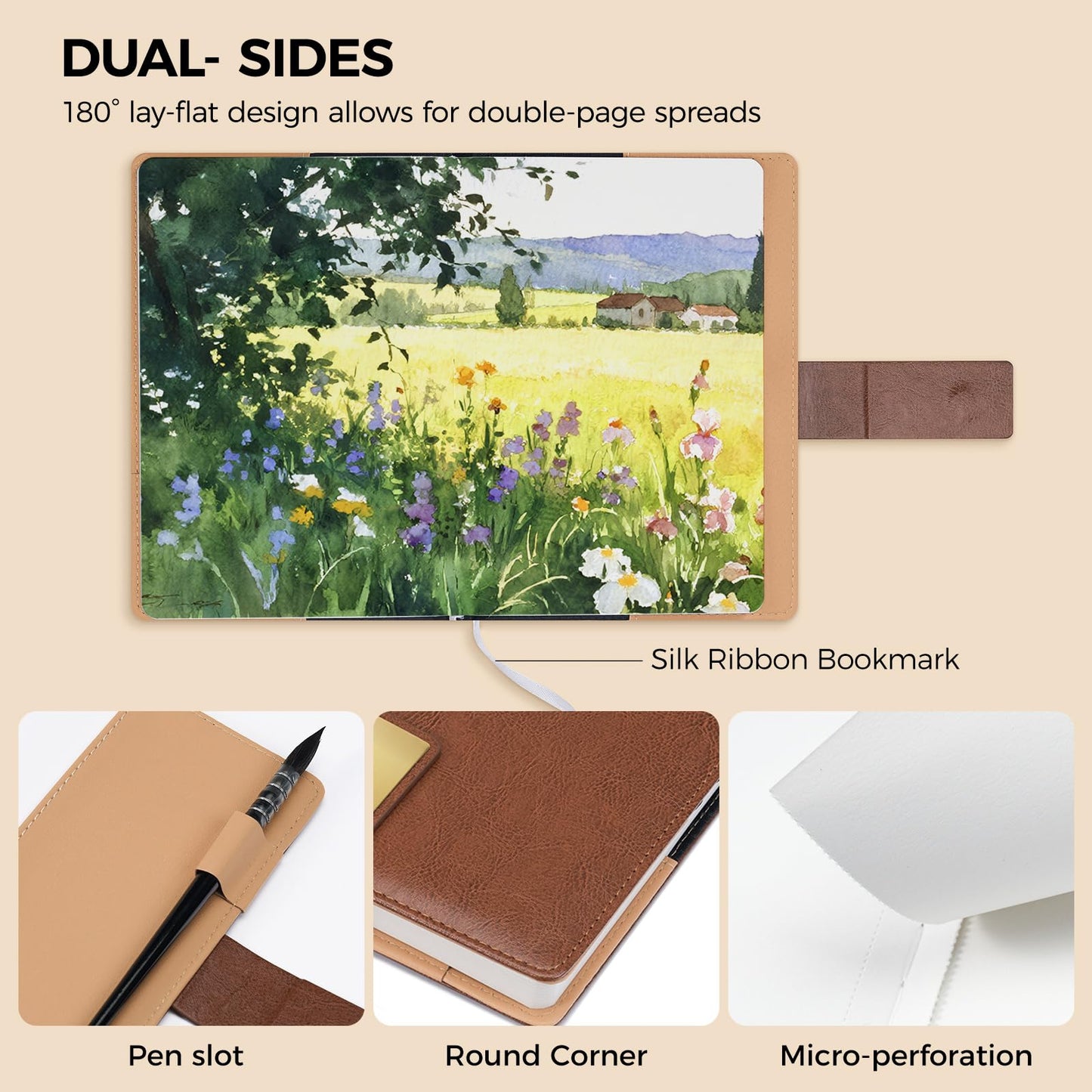 Watercolor Sketchbook,8.2 x 5.5 inch,20 Sheets Cold Press 100% Cotton 300 GSM 140lb,A5 Watercolor Paper for Art Painting, Drawing, Mixed Media