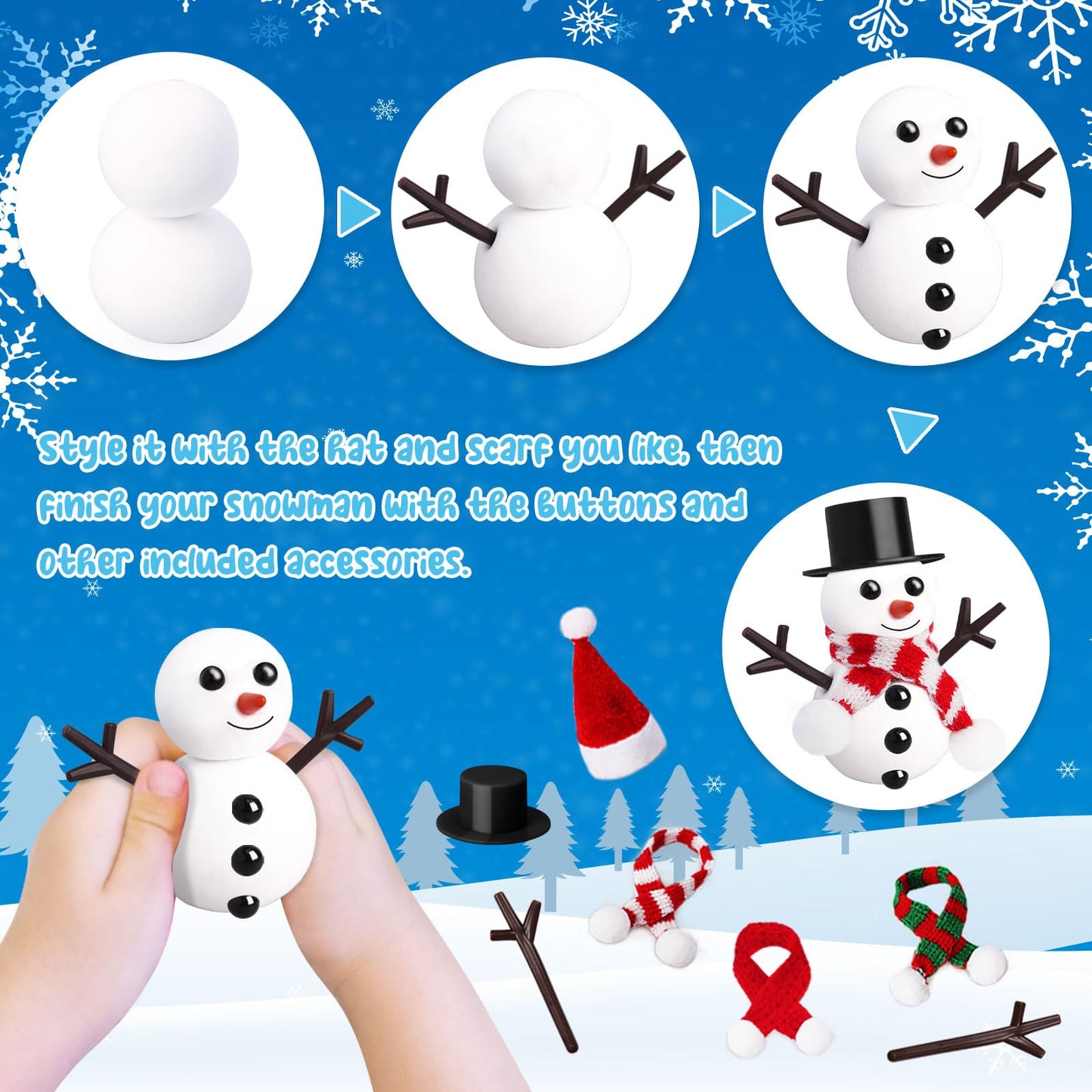 AWHETIE 36 Pack Stocking Stuffers for Kids,Christmas Crafts for Kids Bulk,Build a Snowman Crafts Kit Modeling Clay for Christmas Stocking Stuffers Gifts Activities Boys Girls
