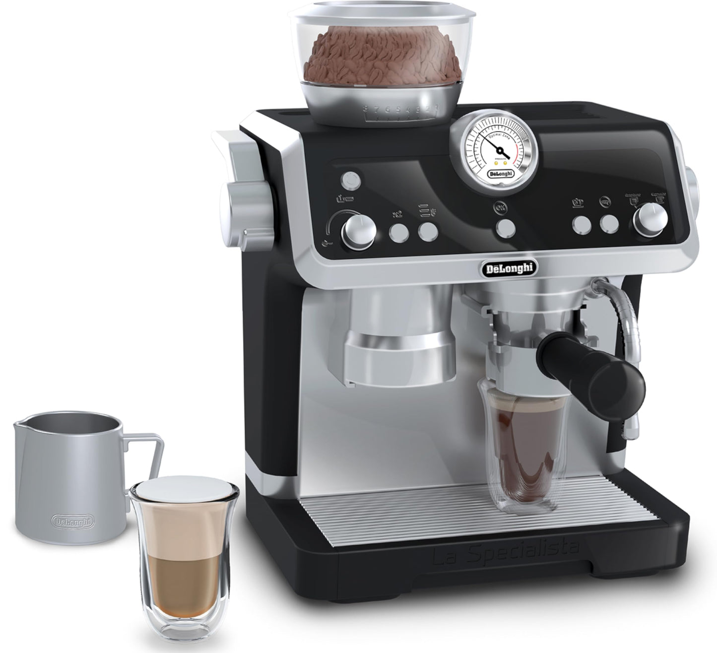 Casdon De'Longhi Toys - Barista Coffee Machine - Toy Kitchen Playset for Kids with Moving Parts, Realistic Sounds & Magic Coffee Reveal - for Children Aged 3+