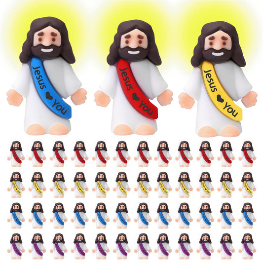 AIRNEY 200 PCS Little Jesus Figures Easter Religious Toys, Mini Tiny Pocket Figurines in Bulk, Jesus Loves You Christ Toys, School Religious Party Favors Gift for Easter Egg Stuffers (200)